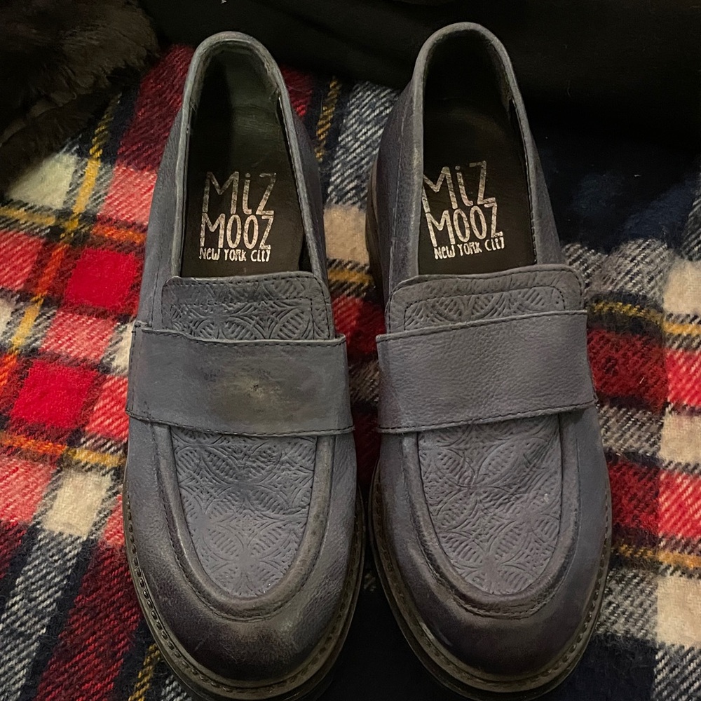 Miz Mooz Blue Leather Loafers Size 36
